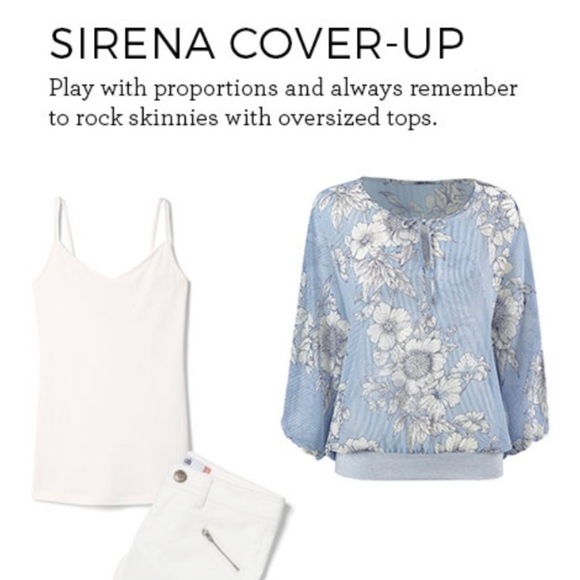 CAbi Floral Stripe Dolman Sleeve Sheer Tie Neckline Flowly Blouse Women's Sz XS - Picture 8 of 8